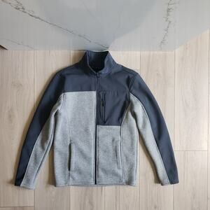 Swiss Tech Jacket Mens Small Gray Softshell Fleece Full‎ Zip Hiking Chore Coat